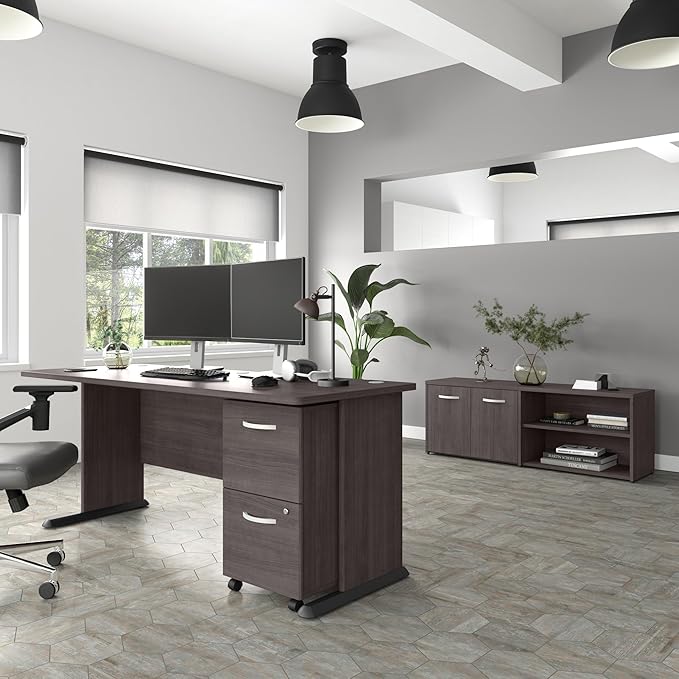 Bush Business Furniture Studio A Computer Desk, 6 Foot Gaming and Work Table for Home or Professional Office, 72W, Storm Gray - LeafyLoom