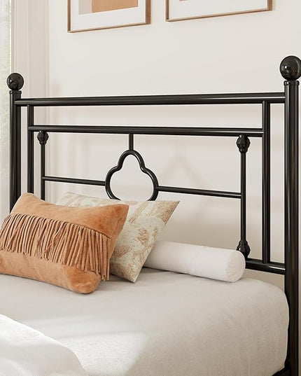 Allewie Twin Size Metal Platform Bed Frame with Victorian Vintage Headboard and Footboard/Mattress Foundation/Under Bed Storage/No Box Spring Needed/Noise-Free/Easy Assembly, Black - LeafyLoom