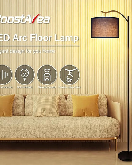 BoostArea Floor Lamp for Living Room,Arc Floor Lamp with Remote Control,Stepless Dimmable Brightness & Colors Temperature 2700k-6500k,Modern Standing Lamp for Bedroom Study Room Office,Blue - LeafyLoom