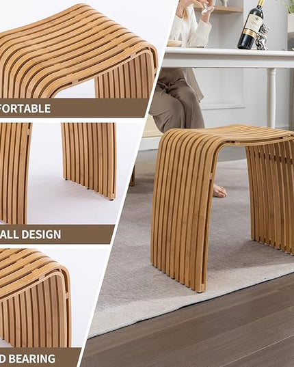Bamboo Dining Stool Dining Chair Dressing Stool Shoe Stool Bathroom Stool Dining Room Bathroom Living Room Study Bedroom Durable and Beautifully Designed - LeafyLoom