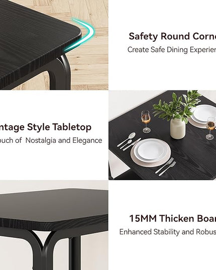 IDEALHOUSE Dining Table for 2, Small Table and Chairs Set of 2, Dinette Set for 2, Square Dinner Table Set, 3 Piece Kitchen & Dining Room Sets for Small Space (Black, Dining Table with 2Chairs) - LeafyLoom