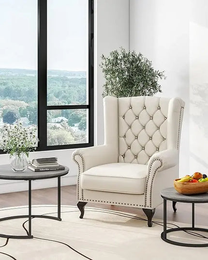 Nesting Round Coffee Table Set of 2 End Tables for Living Room,Grey Coffee Table Wooden Accent Furniture with Metal Frame,Stacking Side Tables,Black+Warm Grey - LeafyLoom