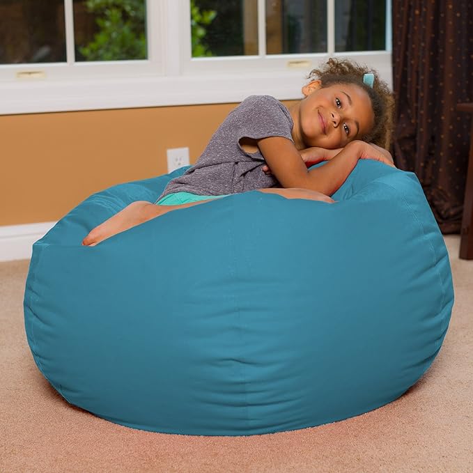 Posh Creations Bean Bag Chair for Kids, Teens, and Adults Includes Removable and Machine Washable Cover, Heather Teal, 38in - Large - LeafyLoom