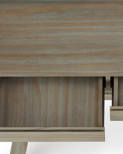 SIMPLIHOME Bowman SOLID WOOD Modern Industrial 54 Inch Wide Flip Up Desk in Distressed Grey, For the Office Desk, Writing Table, Workstation and Study Table - LeafyLoom