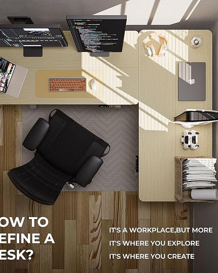 Electric Standing Desk - Adjustable Height with Memory Preset, 55 x 24 Inches Ergonomic Design Stand Up Home Office Standing Desk - LeafyLoom