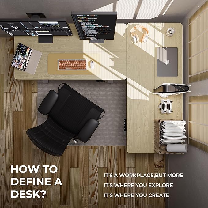 Electric Standing Desk - Adjustable Height with Memory Preset, 55 x 24 Inches Ergonomic Design Stand Up Home Office Standing Desk - LeafyLoom