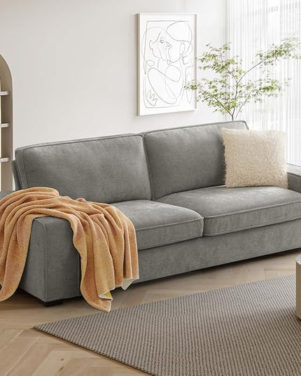 COHOME 88" Loveseat Sofa with Deep Seat, Modern Chenille Love Seat Couch for Living Room with Removable Covers, Upholstered 2-Seater Small Couch for Bedroom, Apartment，Grey - LeafyLoom