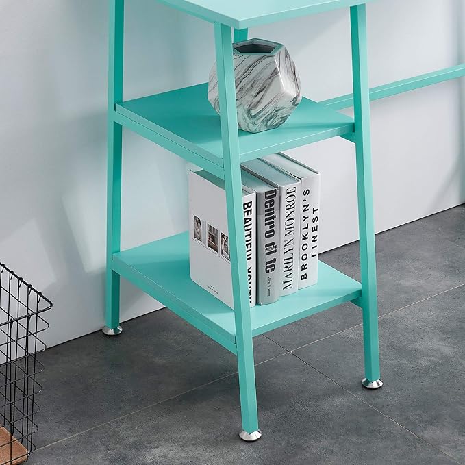 VECELO 43 Inch Computer Modern Student Writing home-office, Ladder Desk, Blue +Blue Leg - LeafyLoom