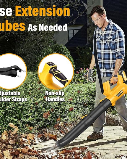 Leaf Blower Cordless Blowers for Lawn Care and 20V Electric Leaf Blower with 2 * 6.0Ah Battery Powered, Fast charger 540CFM/170MPH & 6 Speed Mode Adjustment - LeafyLoom