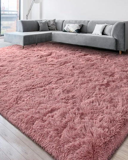 Super Soft Fluffy Shaggy Rugs for Living Room Bedroom, Fuzzy Plush Area Rugs for Girls Kids Room Nursery Home Decor, Furry Dorm Rug Cute Non-Slip Indoor Floor Carpet 5x8 Feet, Blush - LeafyLoom