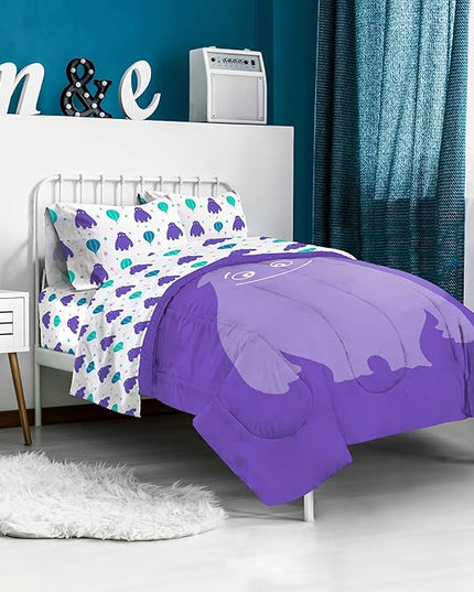 IF Imaginary Friends Twin Comforter Set - Purple 5 Piece Bed Set includes Sheet Set & Pillow Covers - Super Soft Kids Bedding Features Blue - LeafyLoom