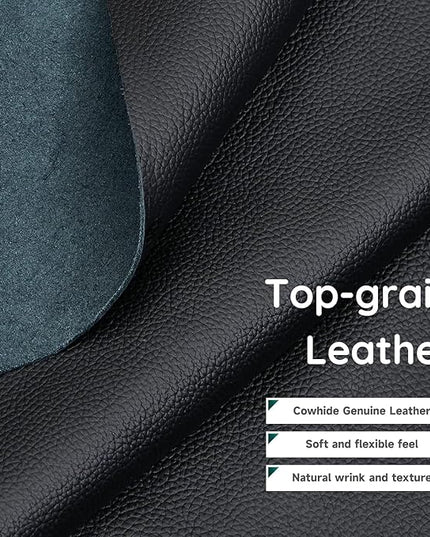 79" Top-Grain Leather Sofa, 3 Seater Leather Couch, Mid-Century Modern Couch for Living Room Bedroom Apartment Office, Black - LeafyLoom