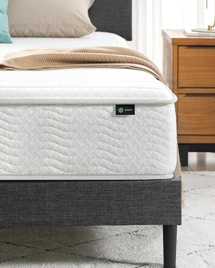 ZINUS 10 Inch Foam and Spring Hybrid Mattress [New Version], Twin, Fiberglass free, Medium Firmness, Durable Support, Certified Safe Foams & Fabric, Mattress in A Box - LeafyLoom