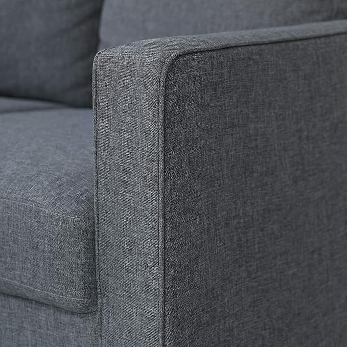 Furinno Bayonne Modern Upholstered Loveseat/Sofa Couch for Living Room, Gunmetal - LeafyLoom