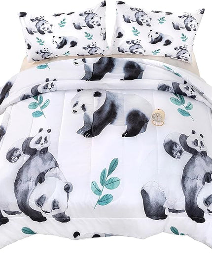 CVHOUSE Panda Bedding Set,Panda Comforter Full,Cute Panda Comforter Set for Girls Kids Teens,Kawaii Panda Quilt Set with 1 Comforter and 2 Pillow Cases- 3 Piece - LeafyLoom