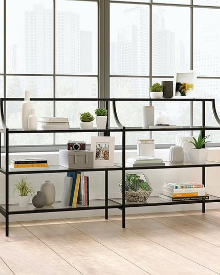 Sauder Harvey Park Bookcase/Book Shelf and Console Table, Black Finish - LeafyLoom