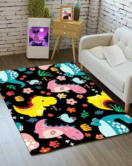 Dinosaur Rugs for Boys Bedroom - Dinosaur Pattern Area Rug Kids Bedroom Rug Kids Play Rugs for Boys Dinosaur Bedroom Decor for Boys Colorful Dinosaur Print Area Rug Kids Rugs for Bedroom,2'×3' - LeafyLoom