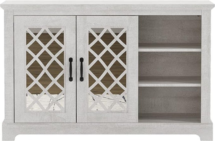 Galano Millicent 2 Doors Sideboard with Open Shelves, Buffet Cabinet with Storage, Storage Cabinet for Kitchen, Dining Room, Living Room, 15.67" D x 45.71" W x 29.29" H, Dusty Grey Oak - LeafyLoom