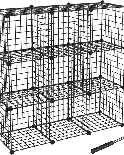 TUMUCUTE Wire Cube Storage Organizer, Metal Storage Shelves Bookshelf, Stackable Modular Closet Organizer for Bedroom Living Room, Office,Storage Shelves (9 Cubes, Iron) - LeafyLoom