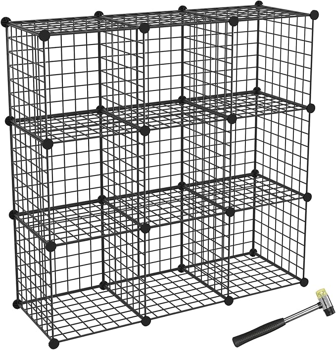TUMUCUTE Wire Cube Storage Organizer, Metal Storage Shelves Bookshelf, Stackable Modular Closet Organizer for Bedroom Living Room, Office,Storage Shelves (9 Cubes, Iron) - LeafyLoom