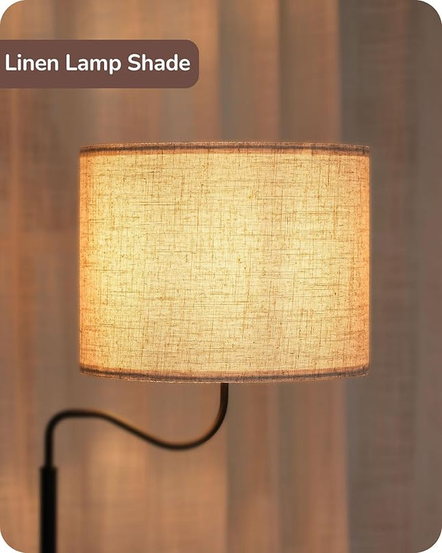 EDISHINE Floor Lamp with Table, Side Nightstand Light with 1 Drawer and 1 Shelf, Bedside Shelf Floor Lamp, Small End Table with Reading Lamp for Living Room Bedroom, Den - LeafyLoom