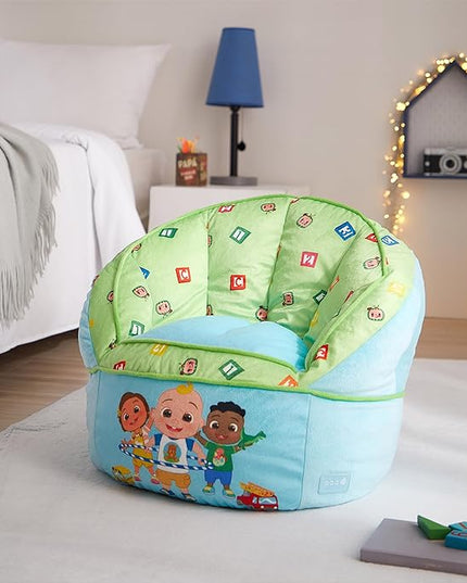Idea Nuova Cocomelon Blue Round Bean Bag Chair for Kids, Ages 3+, Large - LeafyLoom