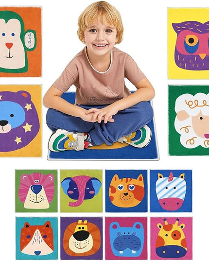 HiiARug 12pcs Carpet Squares for Classroom 18x18 Carpet Spots for Classroom Sitting Floor Seats for Kids Sit Spots for Classroom Kindergarden Playroom Decor Preschool Floor Dots for Classroom - LeafyLoom