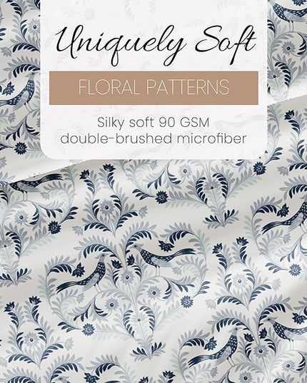 Linen Market Premium Ultra Soft Garden Estate Pattern 4 Piece Sheet Set, King, Navy, Garden Estate Navy (IEH-4PC-GDS-KING-NAVY) - LeafyLoom