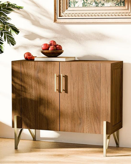 roomfitters 39” Sideboard Buffet Cabinet with Storage, Accent Cabinet with 2 Doors, Modern Mid-Century Credenza, Dark Walnut Furniture for Kitchen, Entryway, Living Room - LeafyLoom