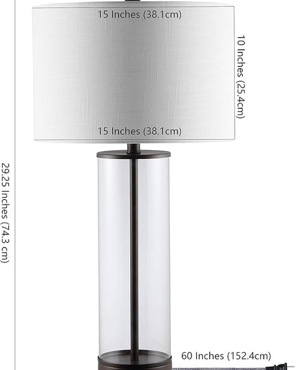 JONATHAN Y JYL2005B Collins 29" Glass LED Table Lamp Modern Contemporary Bedside Desk Nightstand for Bedroom Living Room Office College Bookcase LED Bulb Included, Oil Rubbed Bronze/Clear - LeafyLoom