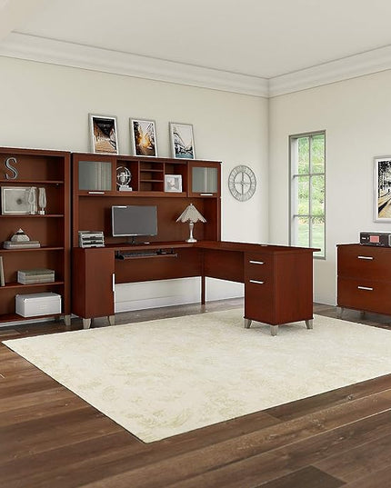 Bush Furniture Somerset Tall 5 Shelf Bookcase in Hansen Cherry - LeafyLoom