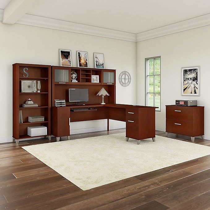 Bush Furniture Somerset Tall 5 Shelf Bookcase in Hansen Cherry - LeafyLoom
