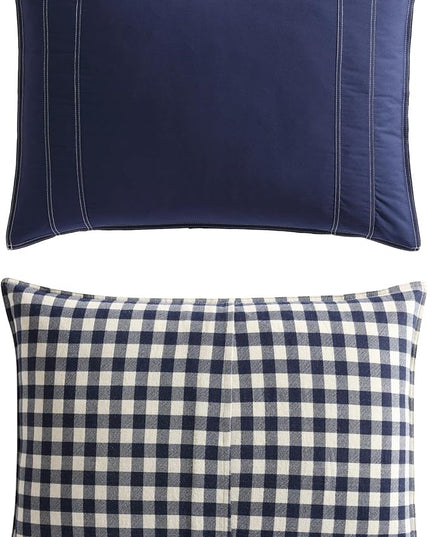 Eddie Bauer - King Comforter Set, Reversible Cotton Bedding with Matching Shams, Pre-Washed for Added Softness (Kingston Navy, King) - LeafyLoom