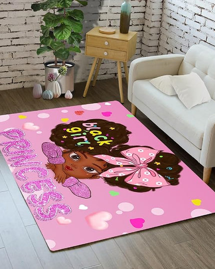 African American Rugs for Girls Room Black Girls Room Decor Rugs Princess Room Decor Rugs for Girls Bedroom Kids Rugs for Bedroom Girls Teen Living Room Soft Floor Mats, Pink, 2'×3' - LeafyLoom