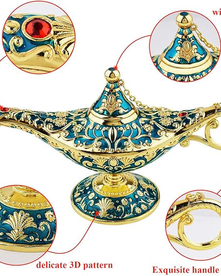 Vintage Legend Aladdin Lamp Magic Genie Wishing Light,Collectable Rare Classic Arabian Costume Props Lamp Tabletop Decor Crafts for Home/Wedding Decoration&Gift for Party/Halloween/Birthday - LeafyLoom