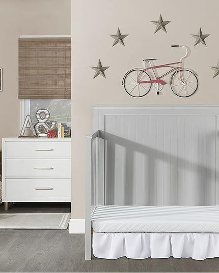 Ava 4-in-1 Convertible Mini Crib in Pebble Grey, 635-PG, Greenguard Gold Certified, Non-Toxic Finish, Comes with 1" Mattress Pad, with 3 Mattress Height Settings - LeafyLoom
