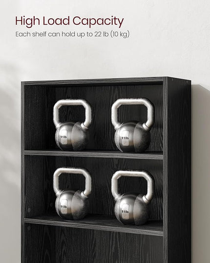 VASAGLE Bookshelf, 23.6 Inches Wide, 3-Tier Open Bookcase with Adjustable Storage Shelves, Floor Standing Unit, Ebony Black ULBC163T56 - LeafyLoom
