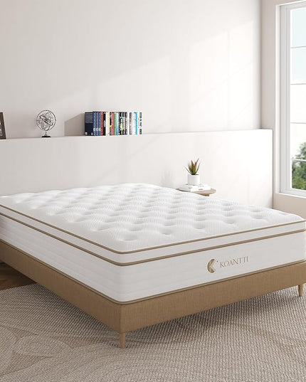 Queen Size Mattress,12 Inch Memory Foam Hybrid Mattress in a Box with Individual Pocket Spring,for Pressure Relief Motion Isolation Queen Size White Mattresses,CertiPUR-US. - LeafyLoom