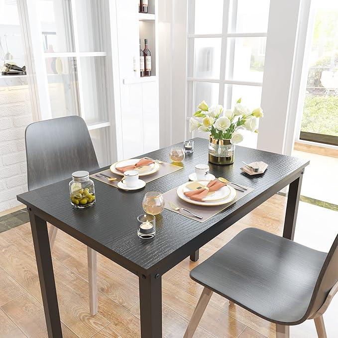 Teraves Computer Desk/Dining Table Office Desk Sturdy Writing Workstation for Home Office(39.37“, Black) - LeafyLoom