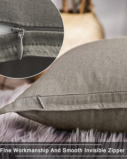 Jeanerlor Pack of 2 24 x 24 Inch Cotton Linen Soft Soild Decorative Square Throw Pillow Covers Green Cushion Case Set for Bedroom/Sofa/Car 60 x 60 cm, Gray - LeafyLoom