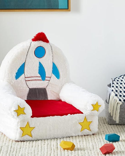 Amazon Basics Children's Plush Toddler Chair, Rocket, Multicolor - LeafyLoom