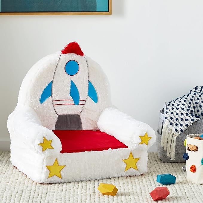 Amazon Basics Children's Plush Toddler Chair, Rocket, Multicolor - LeafyLoom