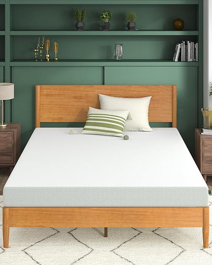 ZINUS 6 Inch Green Tea Memory Foam Mattress, King, Fiberglass Free, Patented Custom Contour Support, Sturdy Base Foam, CertiPUR-US Certified, Mattress in A Box, White - LeafyLoom