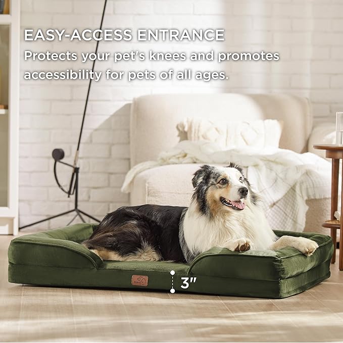 Bedsure Orthopedic Dog Bed for Extra Large Dogs - XL Washable Dog Sofa Beds Large, Supportive Foam Pet Couch Bed with Removable Washable Cover, Waterproof Lining and Nonskid Bottom, Winter Moss BEDSURE