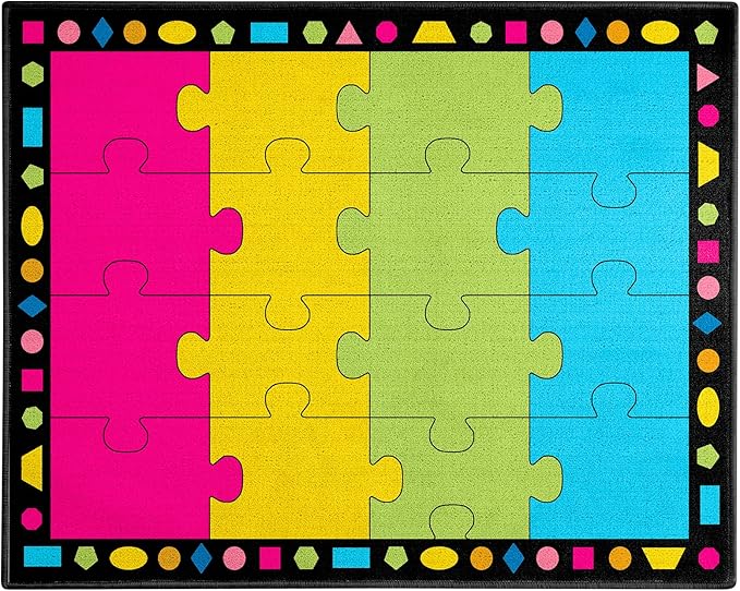 Booooom Jackson Classroom Rug Elementary Classroom Carpet 6'5"x8'5"Preschool Rugs Colorful Puzzle Seating Rug with Non-Slip Backing School Classroom Kid Rug (PzPK-2620)(PzPK-2620) - LeafyLoom