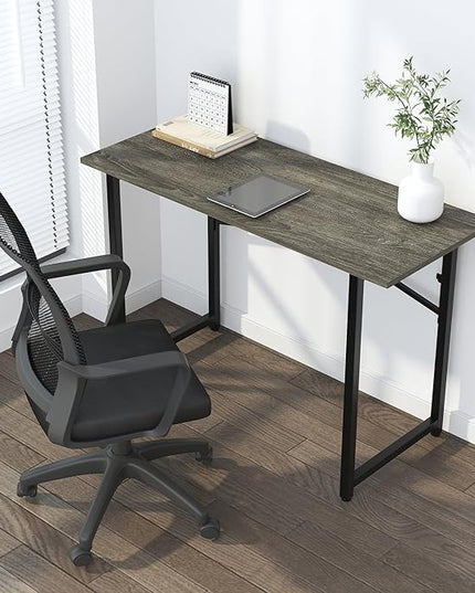 47 inch Folding Desk, Writing Gaming Computer Camping Table, No Assembly Required Home Office Desk, Black Oak - LeafyLoom