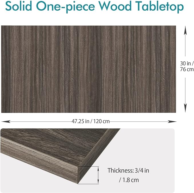 Kaboon Universal Tabletop 47.25"x30", Solid One-Piece Melamine Table Top, Double Desk L-Desk DIY, Home and Office,Eucalyptus/Dark Walnut - LeafyLoom