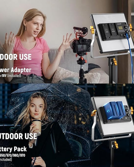 Neewer 2 Packs Dimmable Bi-Color 480 LED Video Light and Stand Lighting Kit Includes: 3200~5600K CRI 96+ LED Panel with U Bracket, 75 inches Light Stand for YouTube Studio Photography, Video Shooting Neewer