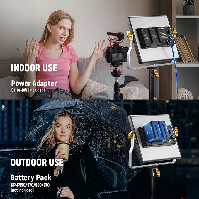 Neewer 2 Packs Dimmable Bi-Color 480 LED Video Light and Stand Lighting Kit Includes: 3200~5600K CRI 96+ LED Panel with U Bracket, 75 inches Light Stand for YouTube Studio Photography, Video Shooting Neewer