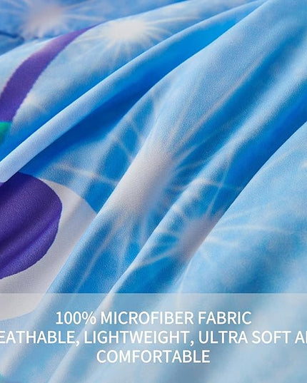 RYNGHIPY 6Pcs Mermaid Tail Comforter Set for Kids Girls, Mermaid Fish Scale Bed in a Bag Queen Size, Sparkle Teal Purple Rainbow Bedroom Decor Bedding Set - LeafyLoom